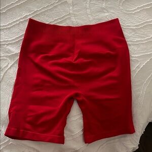 AUROLA Red Bike Shorts High-Rise Stretchy